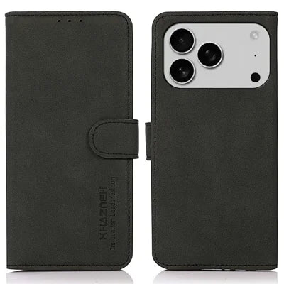 KHAZNEH For iPhone 18 Pro Max / 17 Pro Max Case PU Leather Wallet Stand Phone Cover - Black