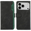 ABEEL For iPhone 18 Pro Max / 17 Pro Max Case Color Splicing Leather Flip Phone Cover RFID Blocking - Black