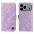 For iPhone 18 Pro Max / 17 Pro Max Leather Wallet Cases Skin Touch Phone Cover Stand with Strap - Purple