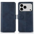 For iPhone 18 Pro Max / 17 Pro Max Case Cowhide Texture Leather Wallet Phone Cover with Stand - Blue