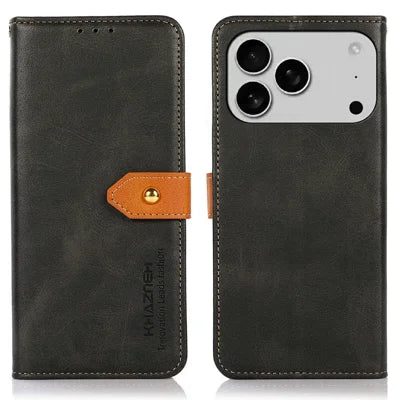 KHAZNEH For iPhone 18 Pro Max / 17 Pro Max Wallet Phone Case Stand Leather Flip Cover - Black