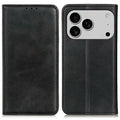 For iPhone 18 Pro Max / 17 Pro Max Case Split Leather Flip Wallet Phone Cover - Black