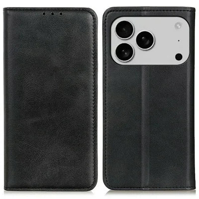 For iPhone 18 Pro Max / 17 Pro Max Case Split Leather Flip Wallet Phone Cover - Black