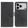 For iPhone 18 Pro Max / 17 Pro Max Case Cowhide Texture Leather Wallet Stand Phone Cover - Black