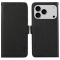 ABEEL For iPhone 18 Pro Max / 17 Pro Max Case Litchi Texture Leather RFID Blocking Phone Cover - Black