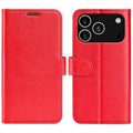 For iPhone 18 Pro Max / 17 Pro Max Case Crazy Horse Texture Stand Leather Phone Cover - Red