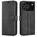 For iPhone 18 Pro Max / 17 Pro Max Stand Case Anti-Scratch Calf Texture Leather Phone Cover - Black