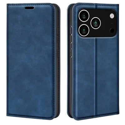 For iPhone 18 Pro Max / 17 Pro Max Case Skin Touch Leather Wallet Phone Cover - Blue