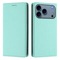 For iPhone 18 Pro Max / 17 Pro Max Wallet Case RFID Blocking Litchi Texture Leather Mobile Cover - Mint Green