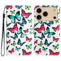 For iPhone 18 Pro Max / 17 Pro Max Wallet Case Printed Pattern Design Leather Phone Cover - Butterflies