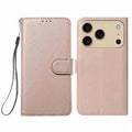 For iPhone 18 Pro Max / 17 Pro Max Case PU Leather Flip Phone Cover Wallet Card Slot Holder - Rose Gold