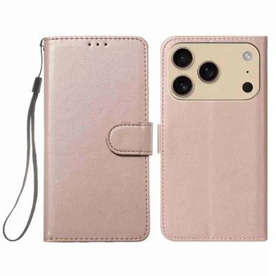 For iPhone 18 Pro Max / 17 Pro Max Case PU Leather Flip Phone Cover Wallet Card Slot Holder - Rose Gold