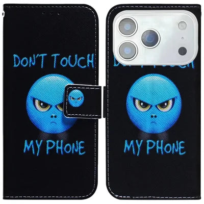 For iPhone 18 Pro Max / 17 Pro Max Wallet Case Pattern Print Leather Phone Cover - Don't Touch My Phone
