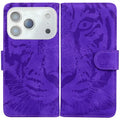 For iPhone 18 Pro Max / 17 Pro Max Case Tiger Imprint Leather Wallet Phone Cover - Purple