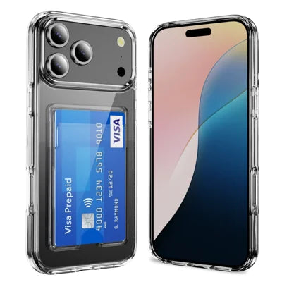 For iPhone 18 Pro Max / 17 Pro Max Clear Case TPU + PC + Acrylic Cell Phone Case with Card Holder