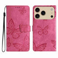 For iPhone 18 Pro Max / 17 Pro Max Case Butterfly Design Flip Wallet Leather Phone Cover Skin-Touch - Rose