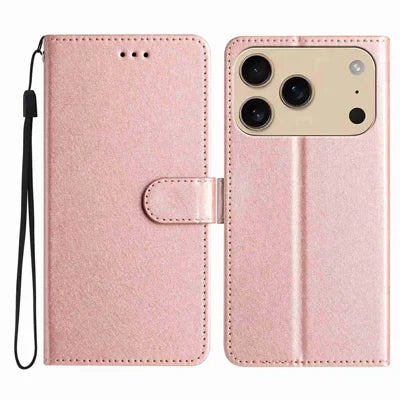For iPhone 18 Pro Max / 17 Pro Max Wallet Case Leather Folio Phone Cover Magnetic Clasp - Rose Gold