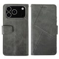 IDEWEI For iPhone 18 Pro Max / 17 Pro Max Case Leather Wallet Phone Cover Stand Calf Texture - Grey