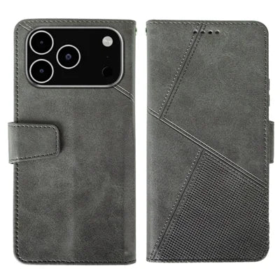 IDEWEI For iPhone 18 Pro Max / 17 Pro Max Case Leather Wallet Phone Cover Stand Calf Texture - Grey