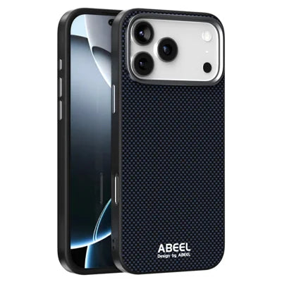 ABEEL For iPhone 18 Pro Max / 17 Pro Max Case Compatible with MagSafe Printed PC TPU Aluminum Alloy Leather Phone Cover - Black