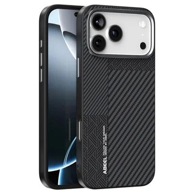 ABEEL For iPhone 18 Pro Max / 17 Pro Max Case PC + TPU + Aluminum Alloy + PU Leather Slim Phone Back Cover Compatible with MagSafe - Texture 3