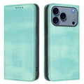 For iPhone 18 Pro Max / 17 Pro Max Wallet Cases Retro Texture RFID Blocking Leather Phone Cover - Mint Green