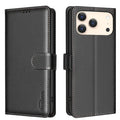 BINFEN COLOR For iPhone 18 Pro Max / 17 Pro Max Leather Case  BF32 Wallet RFID Blocking Phone Cover - Black