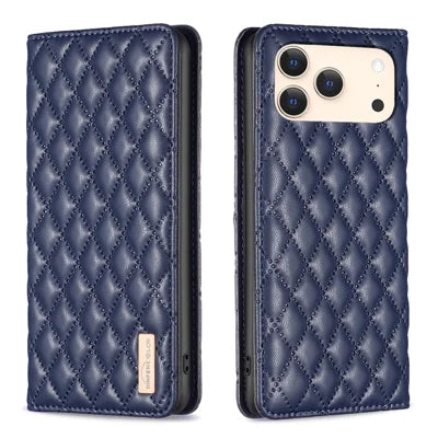 BINFEN COLOR For iPhone 18 Pro Max / 17 Pro Max Case with Card Holder  PU Leather Phone Stand Cover - Blue
