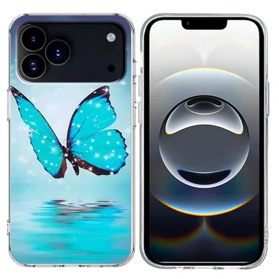 For iPhone 18 Pro Max / 17 Pro Max Case Pattern Printing Cell Phone TPU Back Cover - Blue Butterfly