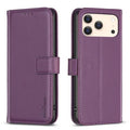 BINFEN COLOR For iPhone 18 Pro Max / 17 Pro Max Phone Case  BF17 Wallet Folio Flip Leather Cover - Dark Purple