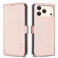 BINFEN COLOR For iPhone 18 Pro Max / 17 Pro Max Case  BF31  PU Leather Flip Folio Phone Wallet Cover - Pink