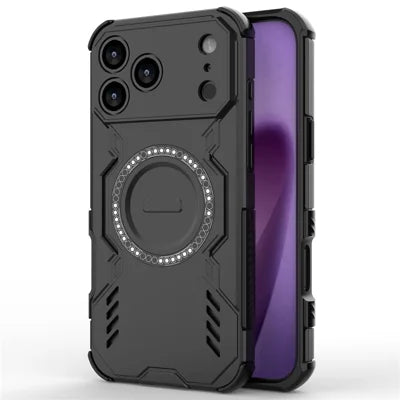 For iPhone 18 Pro Max / 17 Pro Max Magnetic Case Butterfly Armor Hollow Heat Dissipation PC + TPU Phone Cover - Black