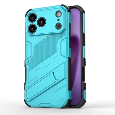 For iPhone 18 Pro Max / 17 Pro Max Case PC + TPU Shockproof Phone Cover with Kickstand - Baby Blue