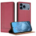 For iPhone 18 Pro Max / 17 Pro Max Case L-Shaped Grid Pattern Leather Stand Phone Cover with Card Slots - Red