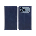 For iPhone 18 Pro Max / 17 Pro Max Case Strong Magnetic PU Leather Phone Cover Calf Texture - Blue