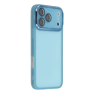 For iPhone 18 Pro Max / 17 Pro Max Case Electroplated Camera Frame TPU Phone Cover - Transparent Blue