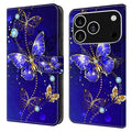 For iPhone 18 Pro Max / 17 Pro Max Case 3D Pattern PU Leather Wallet Phone Cover with Stand - Diamond Butterfly