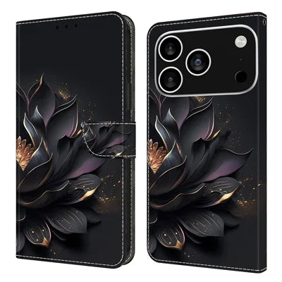 For iPhone 18 Pro Max / 17 Pro Max Case Magnetic Clasp 3D Pattern Leather Wallet Phone Cover - Purple Lotus
