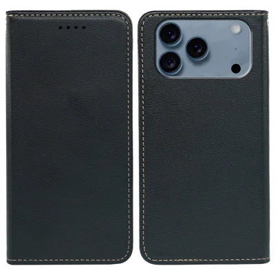 For iPhone 18 Pro Max / 17 Pro Max Case Wallet RFID Blocking Leather Phone Cover Strong Magnetic Closure - Black