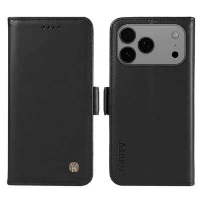 YIKATU For iPhone 18 Pro Max / 17 Pro Max Wallet Phone Case  YK-003 Leather Stand Cover -  Black