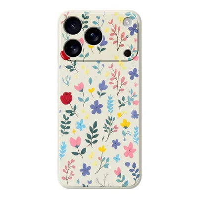 For iPhone 18 Pro Max / 17 Pro Max Case Colorful Flower Branches Pattern Printing Straight Edge TPU Phone Back Cover - Beige