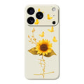 For iPhone 18 Pro Max / 17 Pro Max Case Golden Butterfly Sunflower Pattern Printing Straight Edge TPU Phone Back Cover - Beige