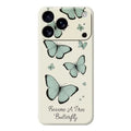 For iPhone 18 Pro Max / 17 Pro Max Case Green Butterfly Pattern Printing Straight Edge TPU Phone Back Cover - Beige