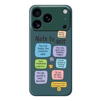 For iPhone 18 Pro Max / 17 Pro Max Case Colored Sticky Notes Pattern Printing Straight Edge TPU Phone Back Cover - Green
