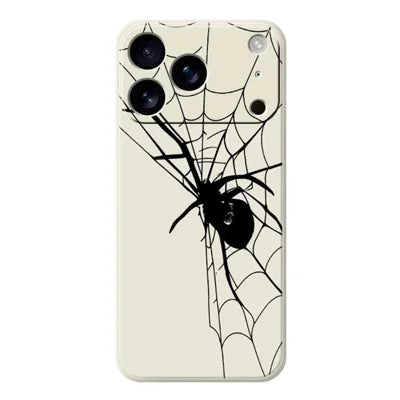 For iPhone 18 Pro Max / 17 Pro Max Case Spider Pattern Printing Straight Edge TPU Phone Back Cover - Beige