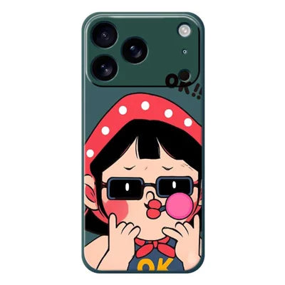 For iPhone 18 Pro Max / 17 Pro Max Case Cute Kid Pattern Printing Straight Edge TPU Phone Back Cover - Green
