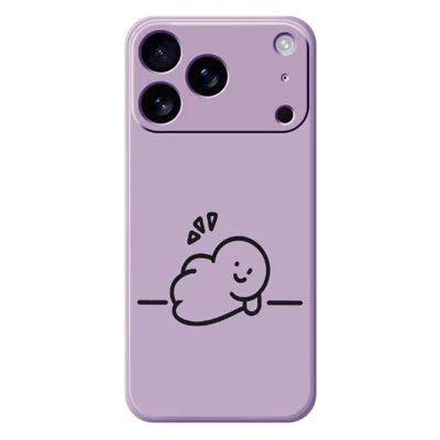For iPhone 18 Pro Max / 17 Pro Max Case Stick Figure Pattern Printing Straight Edge TPU Phone Back Cover - Purple