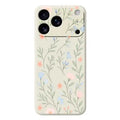 For iPhone 18 Pro Max / 17 Pro Max Case Pink Blue Flowers Pattern Printing Straight Edge TPU Phone Back Cover - Beige
