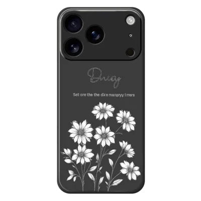 For iPhone 18 Pro Max / 17 Pro Max Case Sketch Flowers Pattern Printing Straight Edge TPU Phone Back Cover - Black