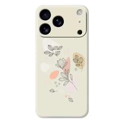 For iPhone 18 Pro Max / 17 Pro Max Case Sketch Leaves Pattern Printing Straight Edge TPU Phone Back Cover - Beige